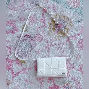 DKNY White Quilted Crossbody Bag